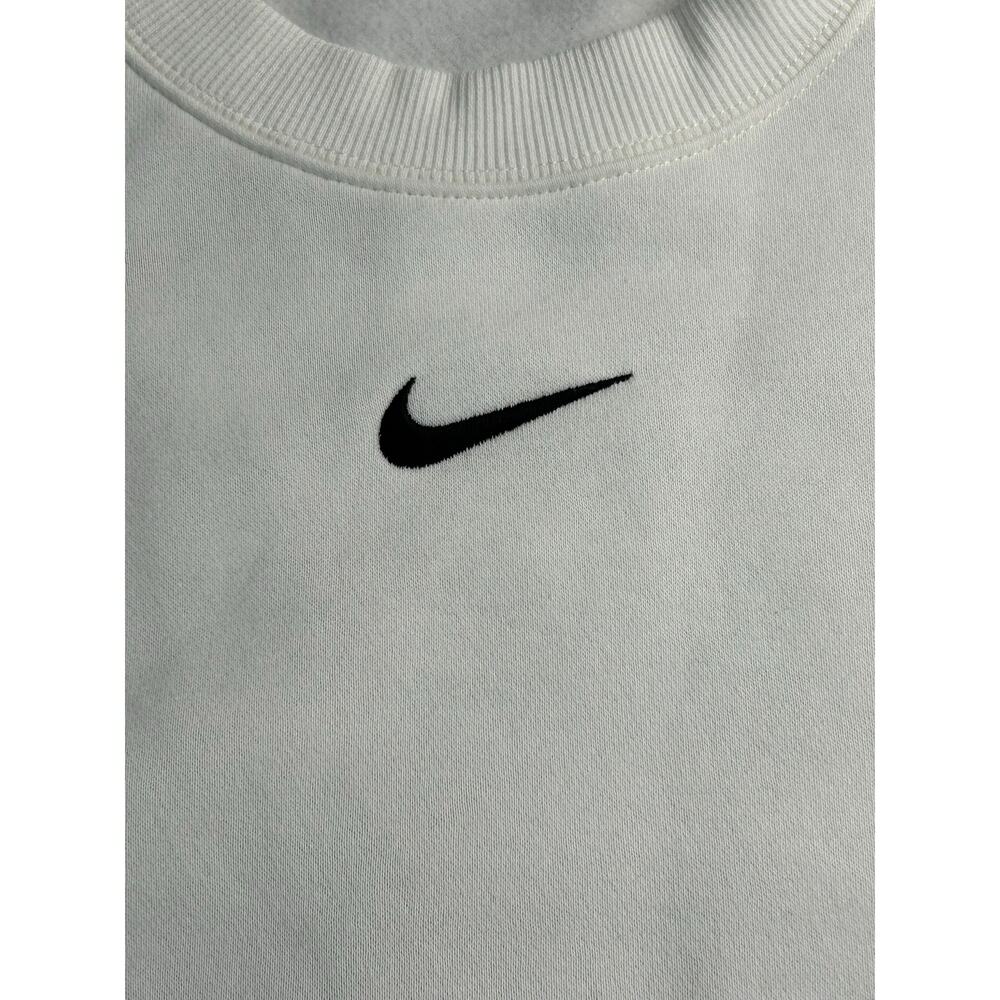 Nike Sportswear Club Fleece Crewneck Sweatshirt White Black Swoosh Men's Large - Picture 4 of 6